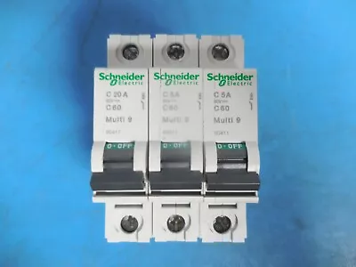 Buy Schneider Electric 60411 5A & 60417 20A Multi 9 C60 Circuit Breakers (Lot Of 3) • 23.81$