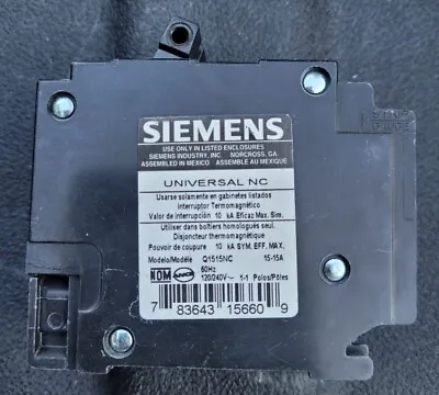 Buy Siemens Q1515NC 15/15 Amp, 2 Single-Pole, 120/240V 60 Hz Circuit Breaker, NEW!!! • 22$