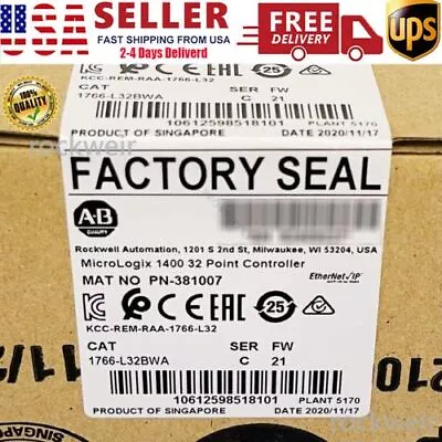 Buy Allen-Bradley 1766-L32BWA MicroLogix 1400 32 Point Controller New Sealed US • 524.68$