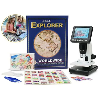 Buy IQCREW Amscope Kids Portable LCD Digital Microscope + Stamp Collecting Kit NEW • 29.33$