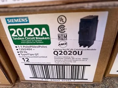 Buy (12 PACK) Siemens Q2020U Tandem Circuit Breakers (NEW) • 119.97$