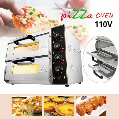 Buy Electric 3000W Pizza Oven Double Deck Commercial Stainless Steel Bake Broiler  • 285.90$