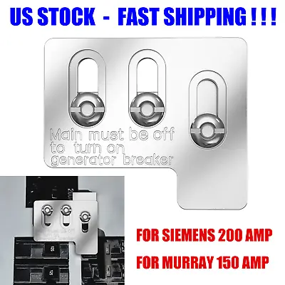 Buy Generator Interlock Kit For Siemens 200 Amp & Murray 150 200 Amp Panels • 23.39$