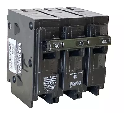 Buy Siemens Q340 40 Amp 240 VAC 3 Pole 10KA Type QP Plug-In Circuit Breaker • 34.99$