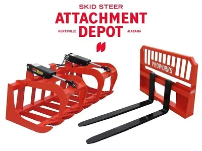 Buy 66  Root Grapple Bucket And 48  Long Pallet Forks Attachment Combo Quick Attach • 2,192.24$