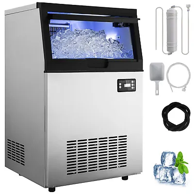 Buy 132LBS Commercial Ice Maker Built-in Ice Cube Machine 33Lbs Bin Storage 45 Cubes • 385.90$