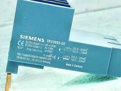Buy Siemens 3RV2935-5E Supply Terminal Circuit Breaker 3-Phase 690 VAC 108A • 19.99$