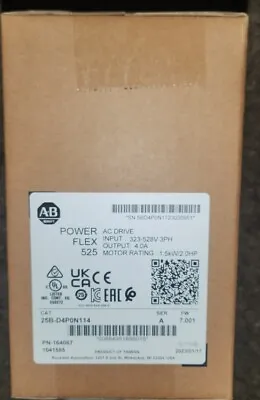 Buy NEW Allen Bradley 25B-D4P0N114 PowerFlex 525 1.5kW 2Hp AC Drive • 391.99$
