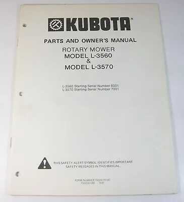 Buy Kubota L3560 L3570 Rotary Mower Parts Owners Manual Book S/N 6001 7001 OEM • 16.44$