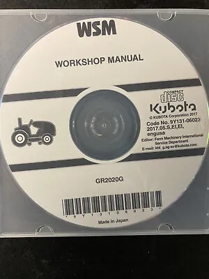 Buy Kubota GR2020G Riding Mower Workshop Manual Cd • 44.99$