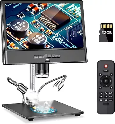 Buy Digital Microscope 10  1080P 1300X Video Microscope Soldering Work Bench Remote • 129$