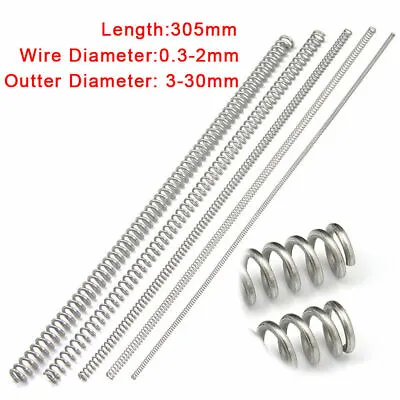 Buy 305mm Compression Spring 304 Stainles Steel Pressure Springs All Sizes Dia Long • 12.43$