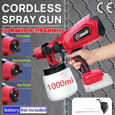 Buy 1000ml Electric Cordless Paint Sprayer Spray Gun For Makita 18V Without Battery • 28.69$