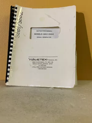 Buy Wavetek Models 3001/3002 Signal Generator Instruction Manual • 29.99$