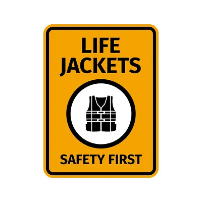 Buy Portrait Round Plus Life Jackets Safety First Wall Or Door Sign | Boats & Yachts • 9.49$