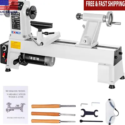 Buy 12x18  Wood Lathe Benchtop Wood Lathe Machine 3/4 HP Variable Speed Woodworking • 379.04$
