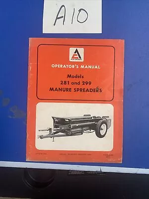 Buy Allis Chalmers 281 299 Manure Spreader Operators Owners Manual Book AC NOS • 13.89$