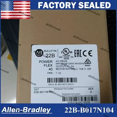 Buy Sealed 22B-B017N104 /A ALLEN BRADLEY PowerFlex 40 AC Drive 17A 5HP 22B B017N104 • 879$