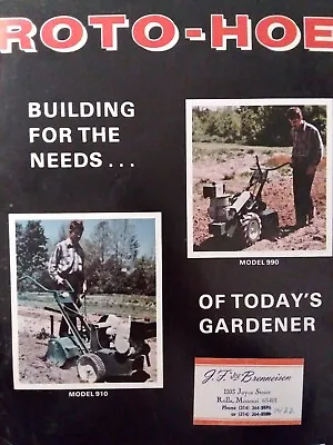 Buy Roto-Hoe 910 990 190 Walk-Behind Tiller Snow Garden Tractor Color Sales Brochure • 49.95$
