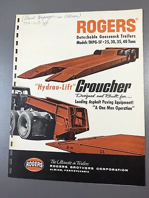 Buy Rogers Detachable Gooseneck Trailers Models THPG-SF 25 30 35 40 Tons Brochure  • 14.40$