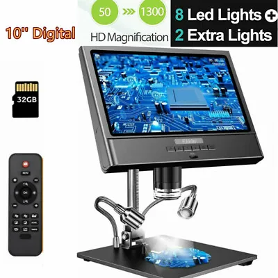 Buy 10  LCD Digital Microscope 50-1300X 1080P Video Recorder Camera Magnifier 32G • 174.59$