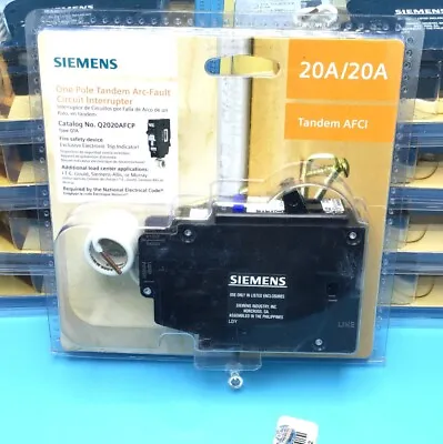 Buy New Circuit Breaker Siemens Q2020AFC Q2020AFCP 20/20 Amp Two 1 Pole AFCI • 159.99$