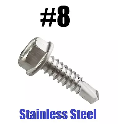 Buy #8 Hex Washer Head Self Drilling Sheet Metal Tek Screws 410 Stainless Steel  • 65.32$