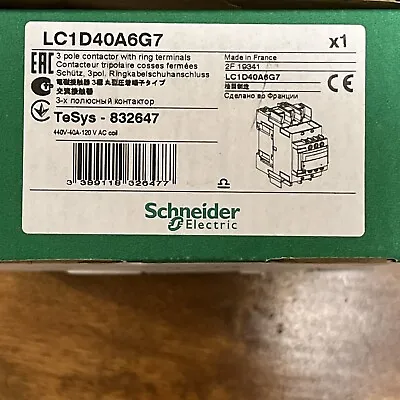 Buy SCHNEIDER ELECTRIC LC1D40A6G7 IEC Contactor TeSys Deca Nonreversing 120VAC 40A • 69.99$