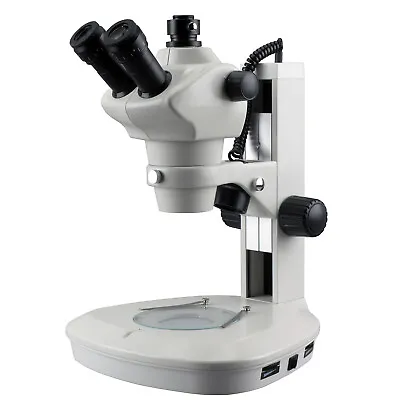 Buy AmScope 8X-50X Track Stand Stereo Zoom Parfocal Trinocular Microscope + Two LED • 383.99$
