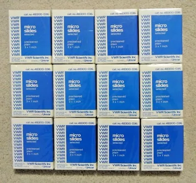 Buy 12 Boxes New VWR Pre-Cleaned 3  X 1  Plain Micro Slides No. 48300-036 • 39.99$