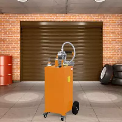 Buy 35 Gallon Gas Fuel Diesel Caddy Transfer Tank Container W/Rotary Pump And Wheels • 239.99$