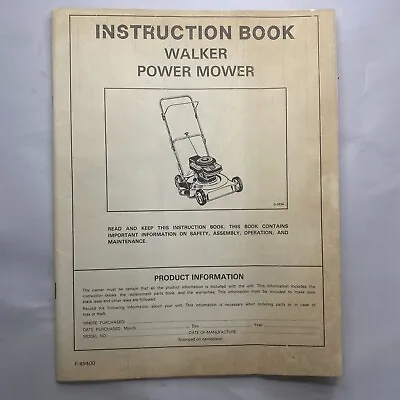 Buy Instruction Book Walker Power Mower  • 10$
