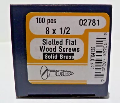 Buy Midwest Fasteners #8 Slotted Solid Brass Flat Head Wood Screws 100ct Various Szs • 8.99$