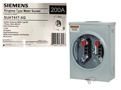 Buy Siemens Suat417-xg Ringless Meter Socket, 200 Amp • 54.60$