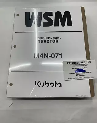 Buy Work Shop Manual For Kubota Tractor Model M4N-071 New/Unopened • 60$