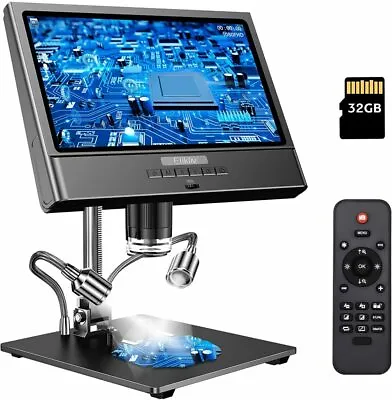 Buy Elikliv Digital Microscope 50-1300X Zoom 12MP 10'' LCD Soldering Coin Microscope • 149.53$