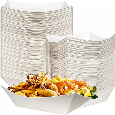Buy 100 Pack 2Lb Kraft Paper Food Trays, Waterproof Heavy-Duty Paper Food Boats Disp • 21.13$