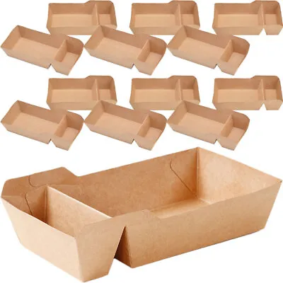 Buy 50 Pcs Paper Trays Kraft Snack Box Bakery Boxes Platter • 23.48$