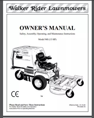 Buy Walker Mower 2005 MS Operator's Manual 69735 - 127921 72 Pages Comb Bound • 24.99$