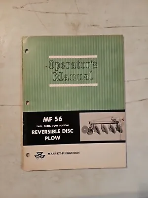 Buy Vintage Massey Ferguson Operator's Manual MF 56 Reversible Disc Plow  • 13.45$