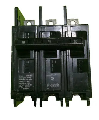 Buy Circuit Breaker Siemens Type BQ 50A 50 Amp 3 Pole Phase 3P BQ3B050 • 15$