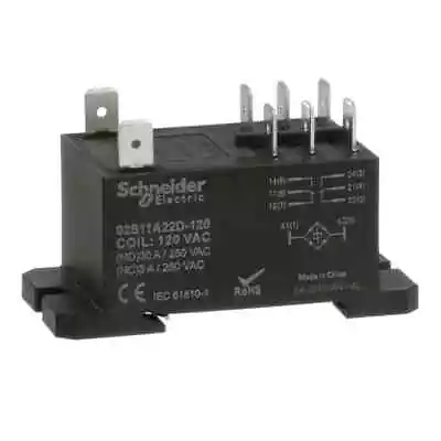 Buy Schneider Electric 92S11A22D-120 High Power Eight Pin 30A, 250V DPDT Relay  NEW • 19.99$