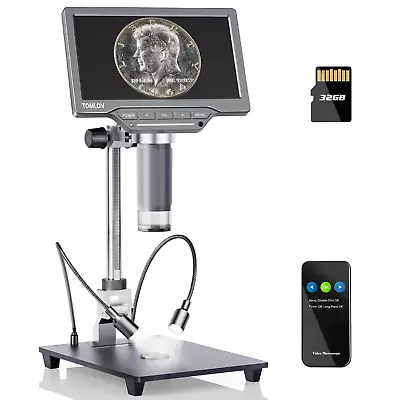 Buy TOMLOV DM201 SE 7'' LCD Digital Microscope 1200X 12MP Soldering Microscope 8 LED • 115$