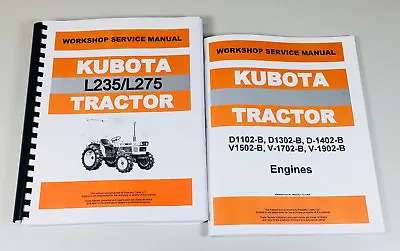 Buy Kubota L235 L275 Tractor Service D1102 D1302 Engine Service Manual Set Repair  • 49.97$