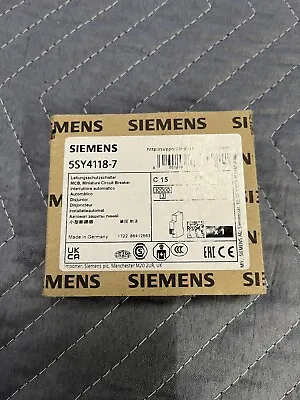 Buy 5SY4118-7 Siemens UL1077 1 Pole 15A Trip Class C 10KA 120/230V Circuit Breaker • 19.99$