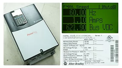 Buy Allen-Bradley 20AE017A3AYNNCNN PowerFlex 70 15HP 600 VAC Tested Clean FRN:2.005 • 1,199.99$