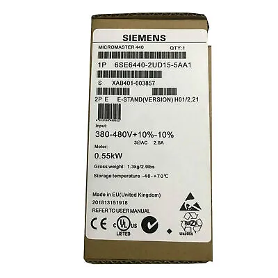 Buy New Siemens 6SE6440-2UD15-5AA1 6SE64402UD155AA1 MICROMASTER440 Without Filter • 384.43$