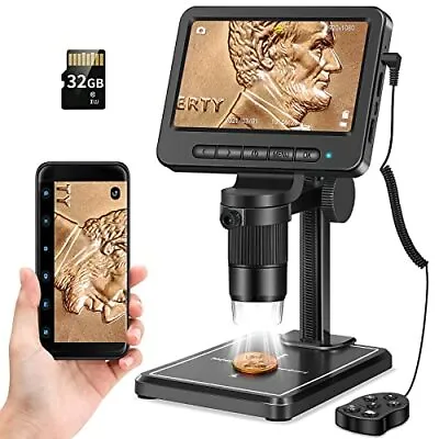 Buy 5 Coin Microscope 1200X With 32GB SD Card Leipan 1080P Wireless LCD • 90.87$