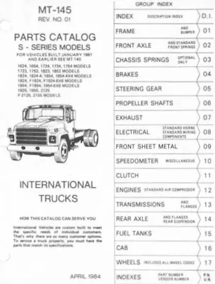 Buy 1987 International S Series 1954 F1954 6x6 Truck Parts Catalog Manual MT145 • 279.30$