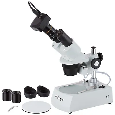 Buy AmScope SE306R-PZ-M 20X-40X-80X Forward Stereo Microscope + 1.3MP Digital Camera • 320.99$